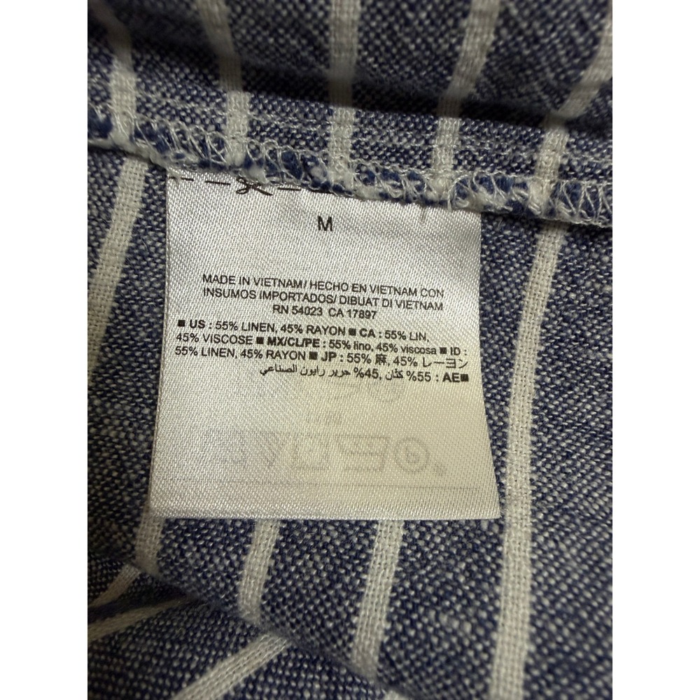 Old Navy Blue White Striped Linen Blend Drawstring Waist Dress Medium - Picture 5 of 5